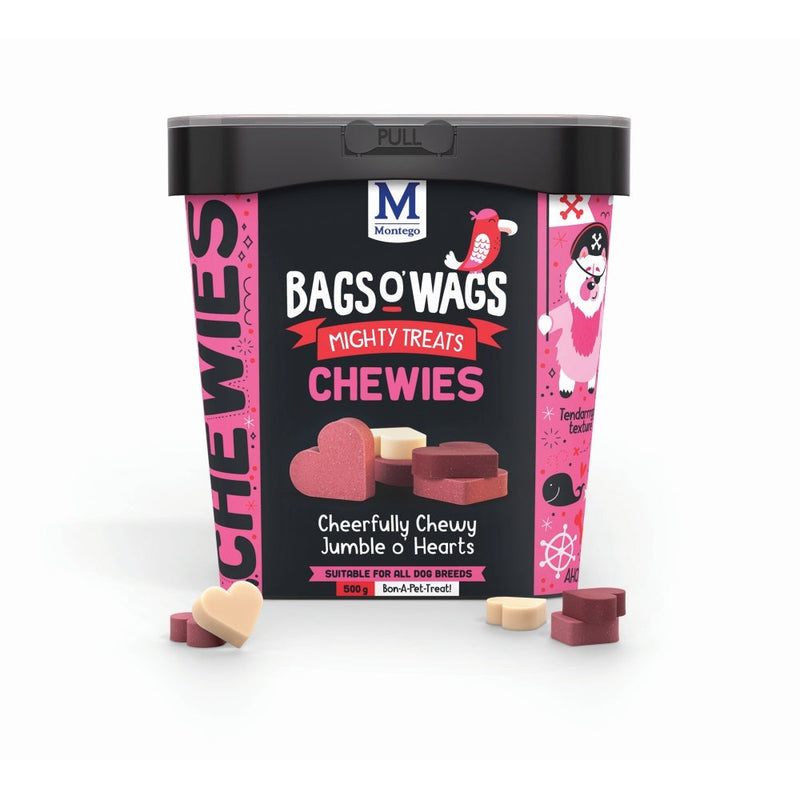 Bags O' Wags Chewies Heart Mix 500g Tub