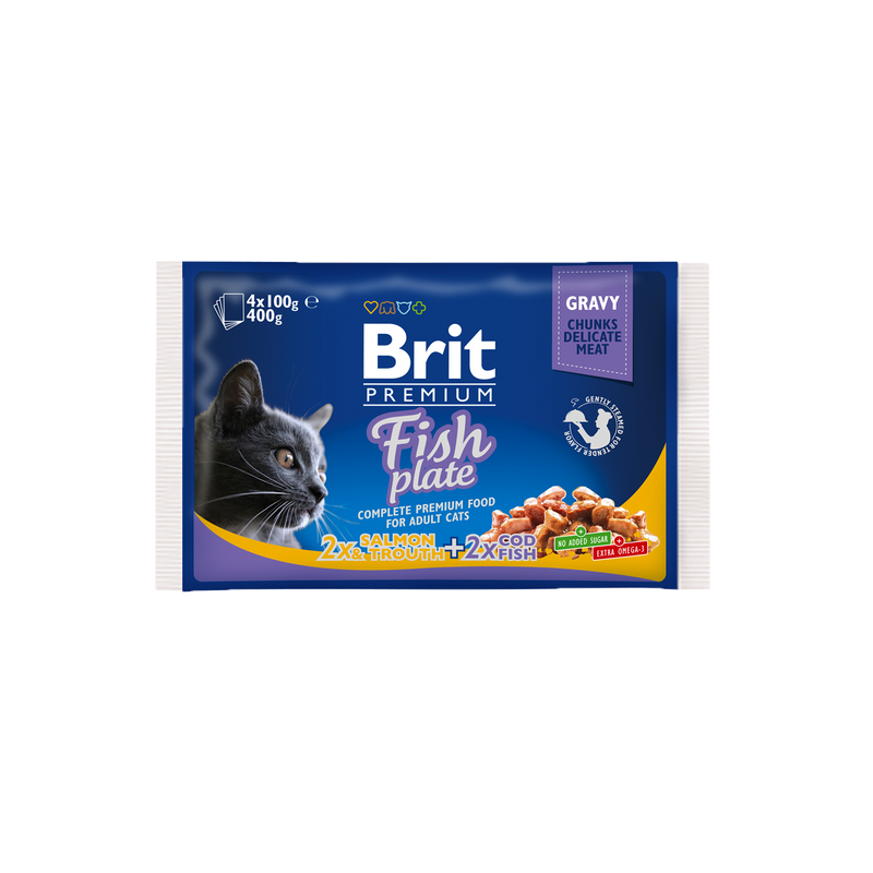 Brit Premium Cat Pouch Fish Plate - Wet Cat Food