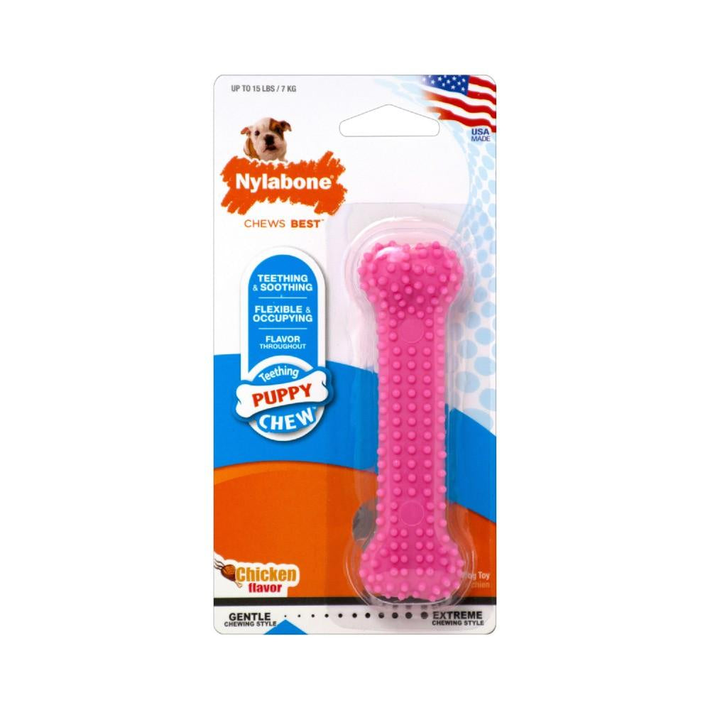 Nylabone Puppy Pink Dental Bone - Chicken
