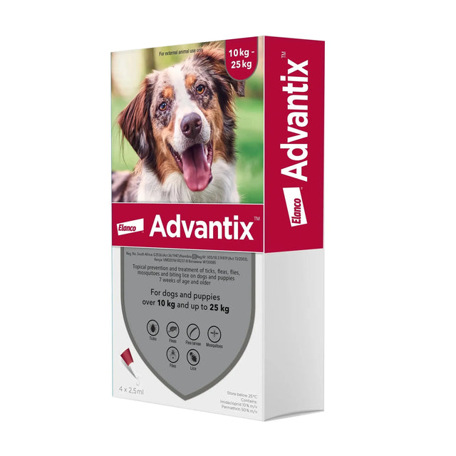 Advantix Dogs 10-25kg Red (Box of 4) Large