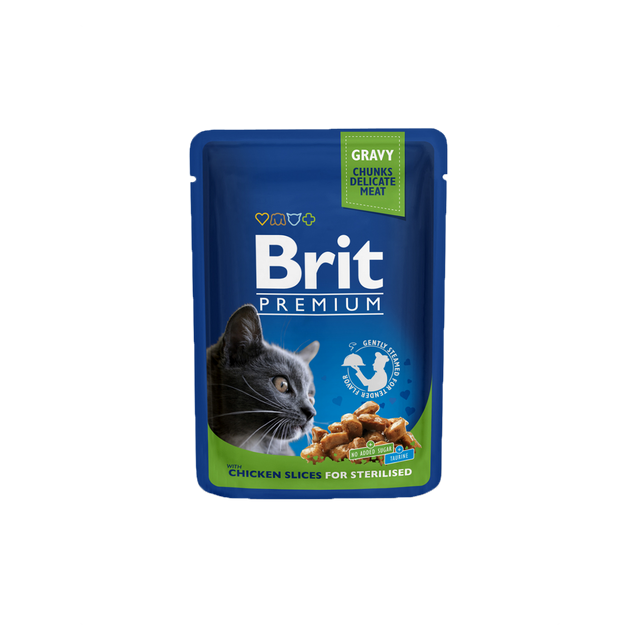 Brit Premium Cat Pouch Chicken Slices for Sterilised - Wet Cat Food