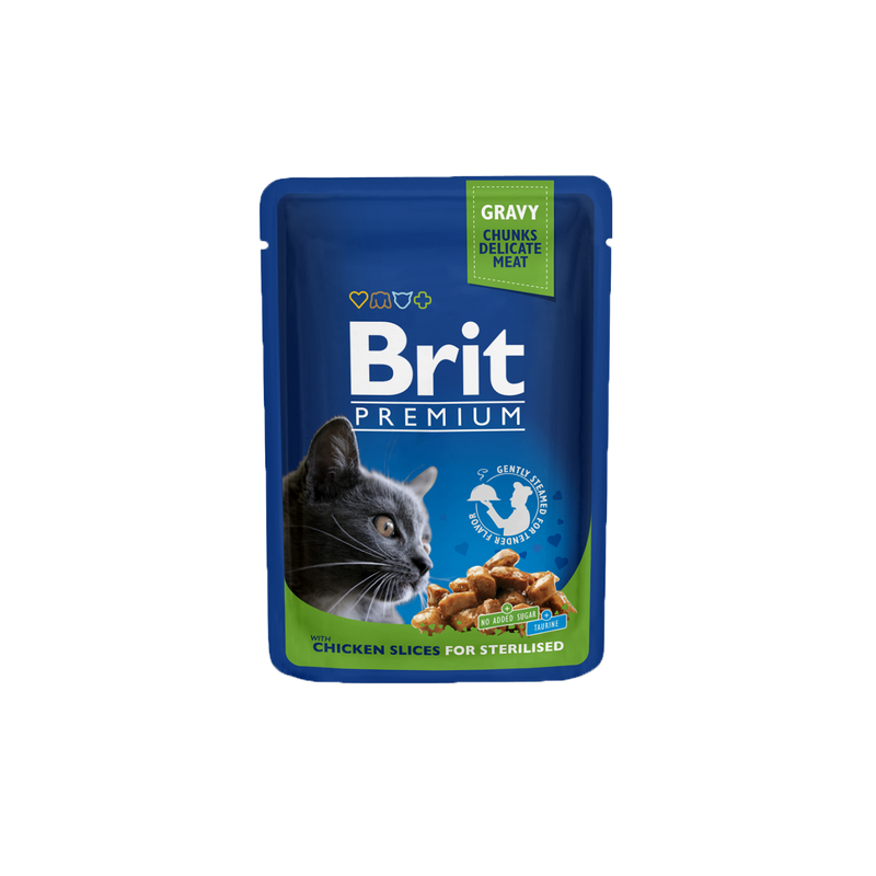 Brit Premium Cat Pouch Chicken Slices for Sterilised - Wet Cat Food