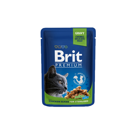 Brit Premium Cat Pouch Chicken Slices for Sterilised - Wet Cat Food