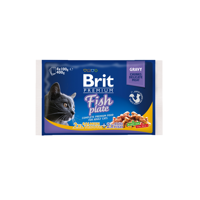 Brit Premium Cat Pouch Fish Plate - Wet Cat Food