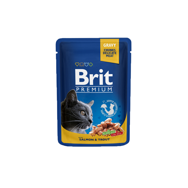 Brit Premium Cat Pouch with Salmon & Trout - Wet Cat Food
