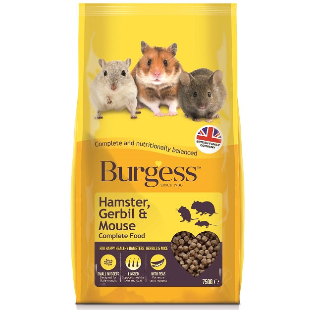 Burgess Excel Hamster, Gerbil & Mouse Nuggets 750g- small pets