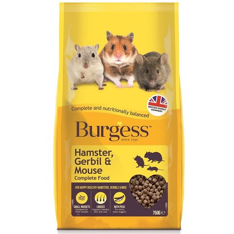 Burgess Excel Hamster, Gerbil & Mouse Nuggets 750g- small pets