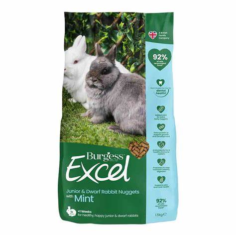 Burgess Excel Junior & Dwarf Rabbit Nuggets With Mint