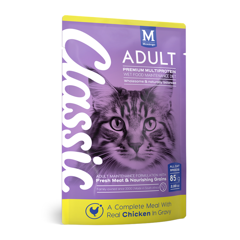 Montego Classic Cat Wet Food Pouches Adult Cat Tender Chicken in Gravy 85g x10