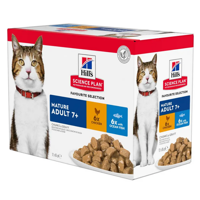 Hill's Cat Mature Adult Pouches Multi Mix Box (12 pouches)