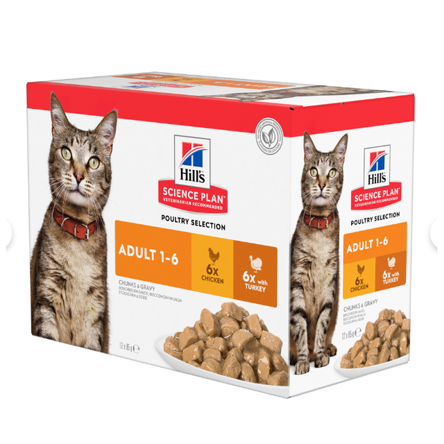 Hill's Cat Pouches Adult Multi Mix Box (12 pouches)
