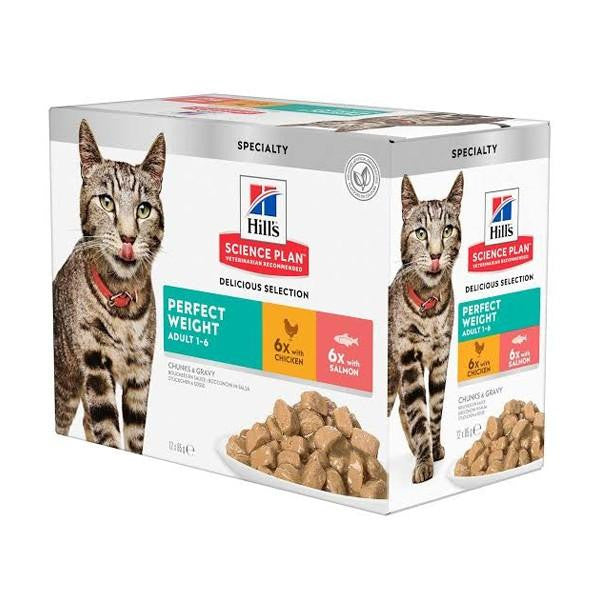Hill's Cat Pouches Perfect Weight Multi Mix Box (12 pouches)