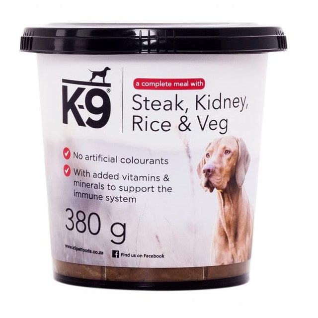 K-9 Tub Steak Kidney with Rice & Veg 380g
