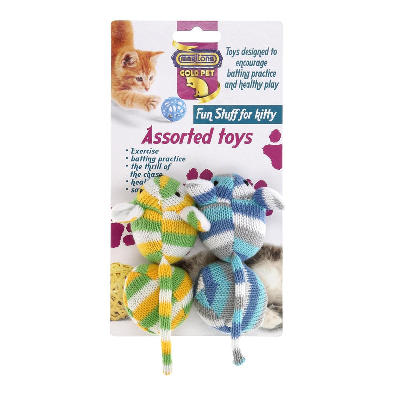 _Marltons Cat Toy - Knitted Mice & Balls - (D)