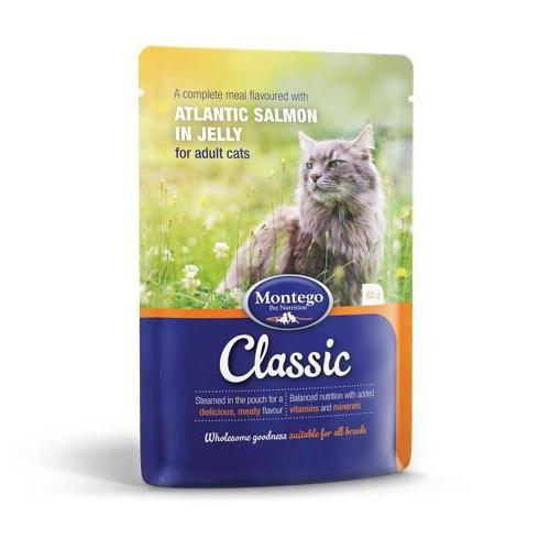 Montego Classic Cat Wet Food Pouches Adult Cat Atlantic Salmon in Jelly 85g Pouch