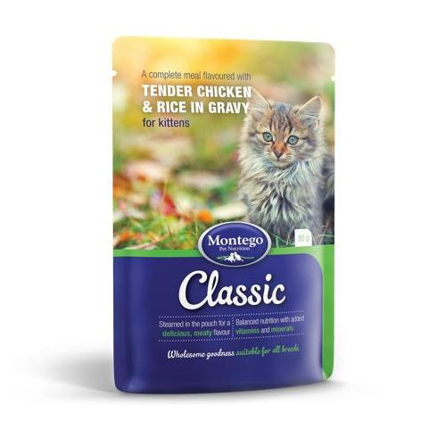 Montego Classic Cat Wet Food Pouches Kitten Chicken in Gravy 85g x36