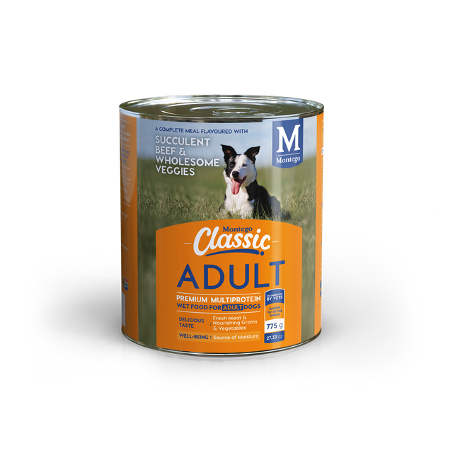 Montego Classic Dog Wet Food Adult Dogs Beef and Veggies 775g x6