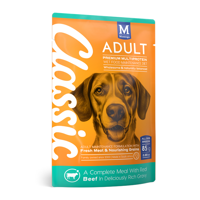 Montego Classic Dog Wet Food Pouches Beef & Veg 85g x10