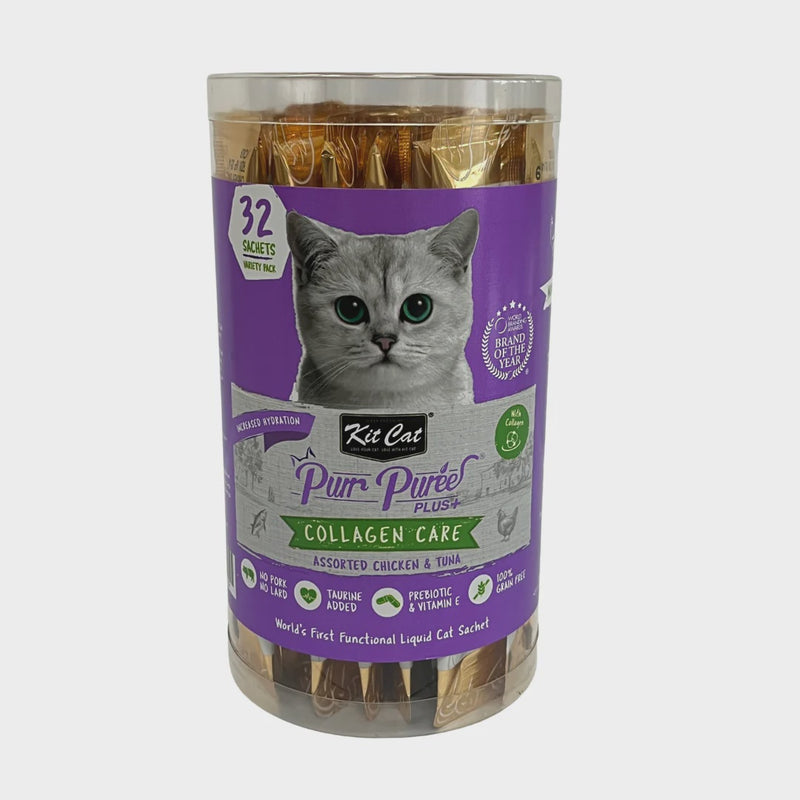 Kit Cat Purr Puree Plus + Collagen Care Chicken & Tuna (32 Sachets)
