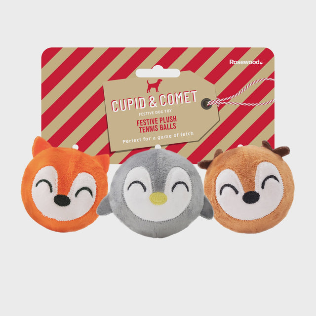 _Rosewood Christmas Festive Plush Tennis Balls - single