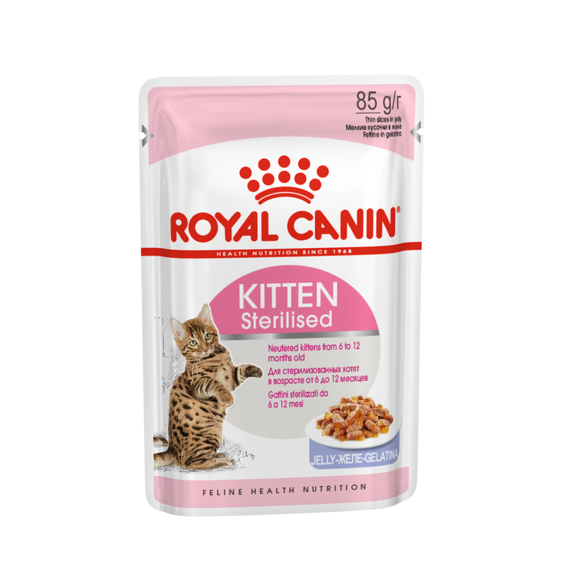 Royal Canin Feline Wet Cat Food - Kitten Sterilised Chunks in Jelly (Box of 12)