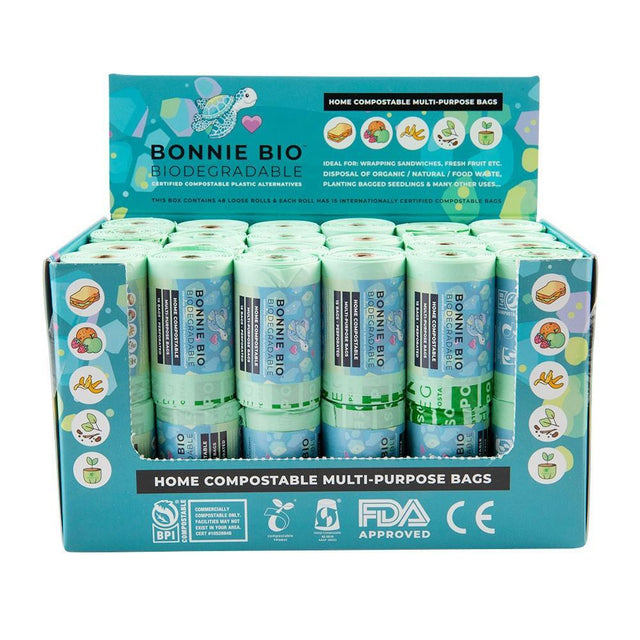 Bonnie Bio Biodegradable Multi-Purpose Bags (15 per Roll) -48 roll carton