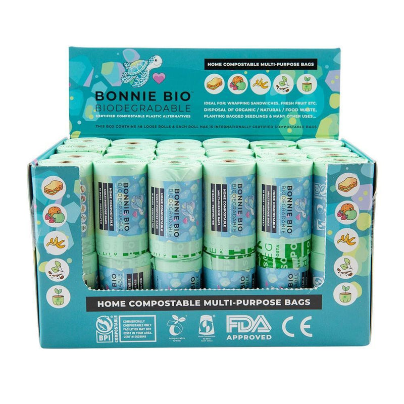 Bonnie Bio Biodegradable Multi-Purpose Bags (15 per Roll) -48 roll carton