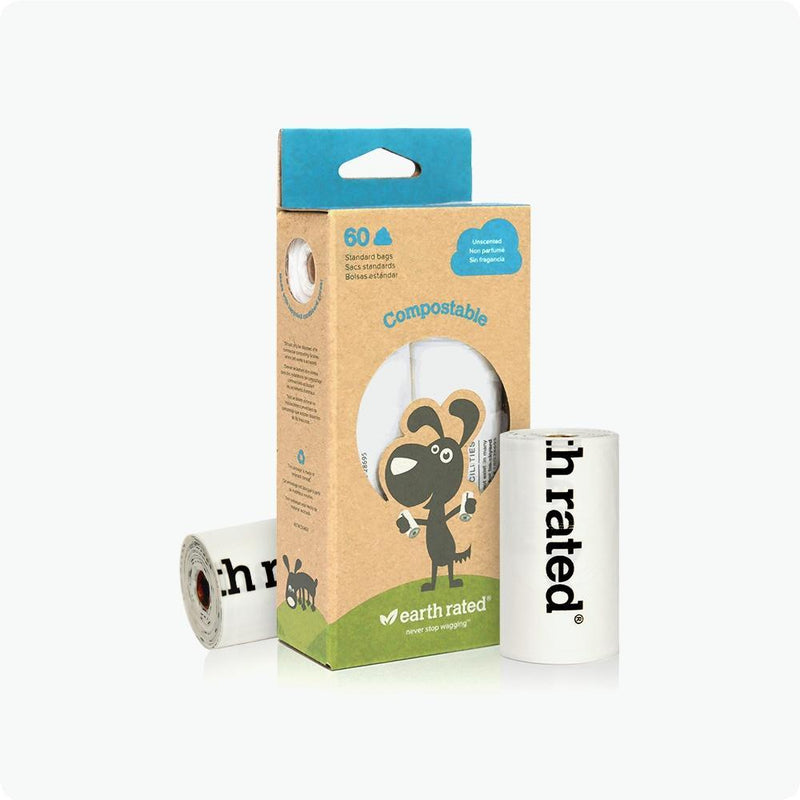 Earth Rated Unscented Compostable Veg- Based - 60 Count 4 Refill Rolls