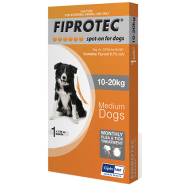 Fiprotec Dog 10-20kg Orange (Single)