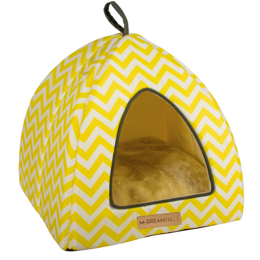 M-Pets Cat Bed Tasmania Tipi - Yellow/White