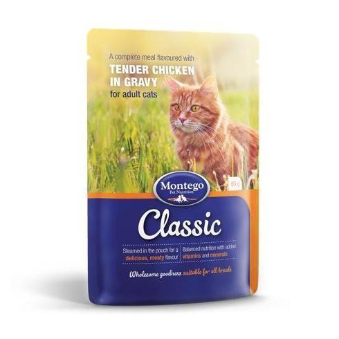 Montego Classic Cat Wet Food Pouches - Adult Cat - Tender Chicken in Gravy - Single 85g Pouch