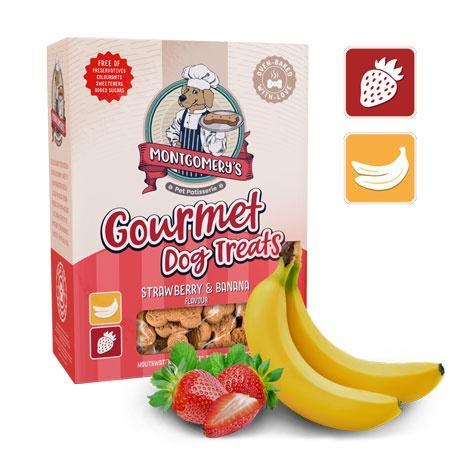 Montgomery's Gourmet Dog Treats - Strawberry & Banana Biscuits 1KG