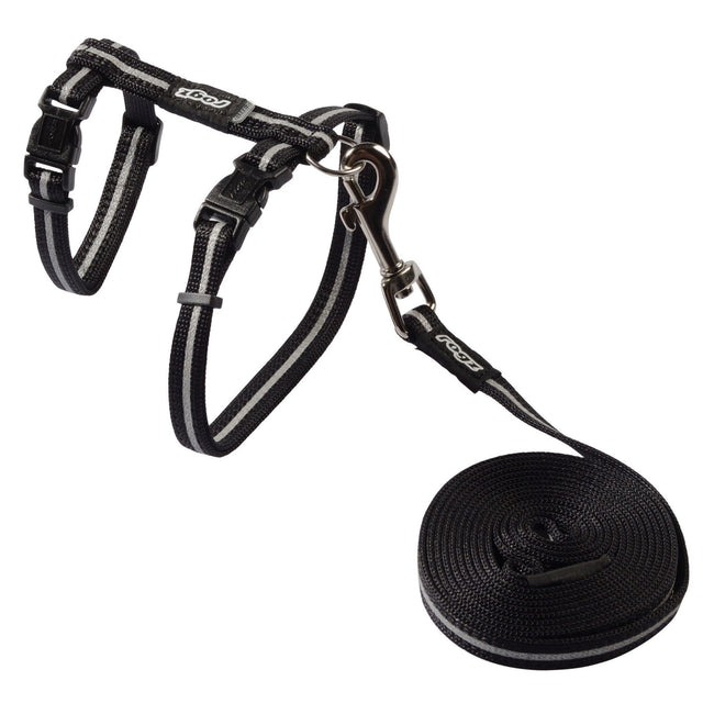 Rogz Alleycat Harness and Lead - Black