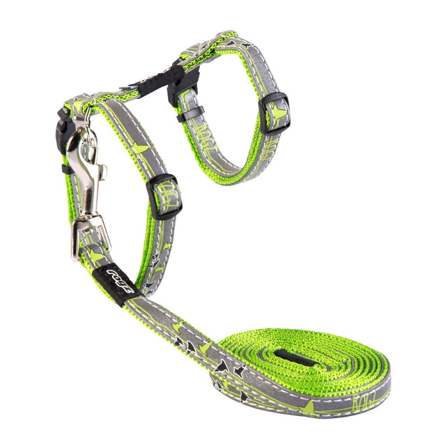 Rogz Nightcat Harness and Lead - Lime
