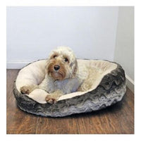 Rosewood Snuggle Plush Oval Bed - Grey & Cream