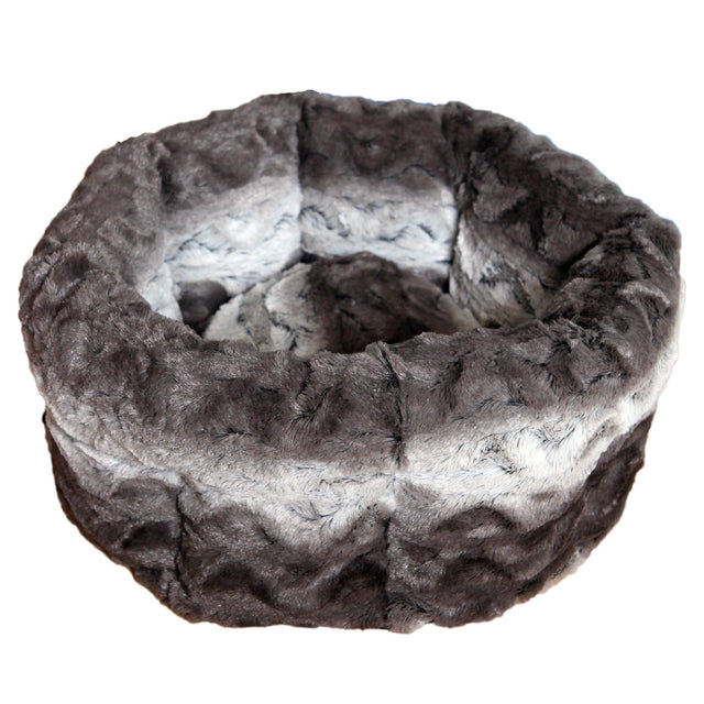 Rosewood Snuggle Plush Round Bed - Grey & Cream