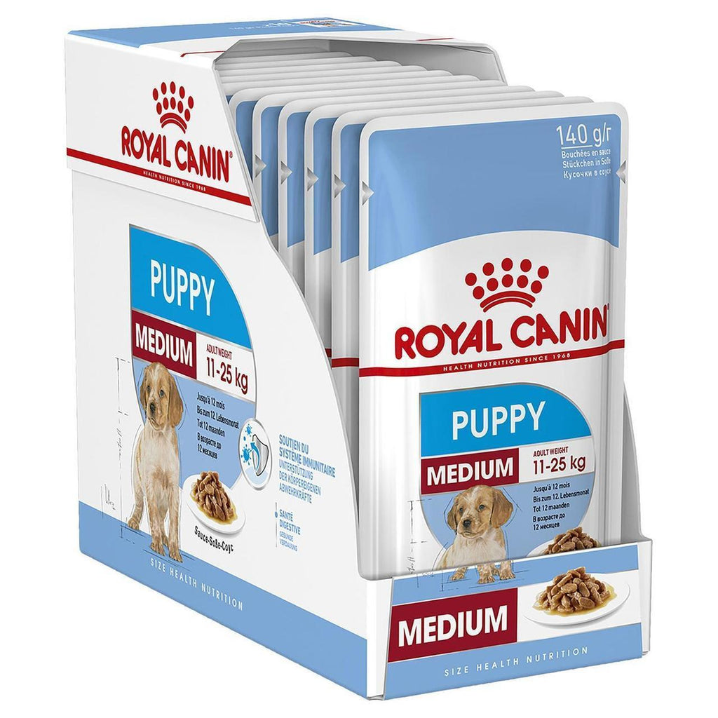 Royal Canin Size Health Wet Dog Food - Medium Puppy Pouches (Box of 10x140g)