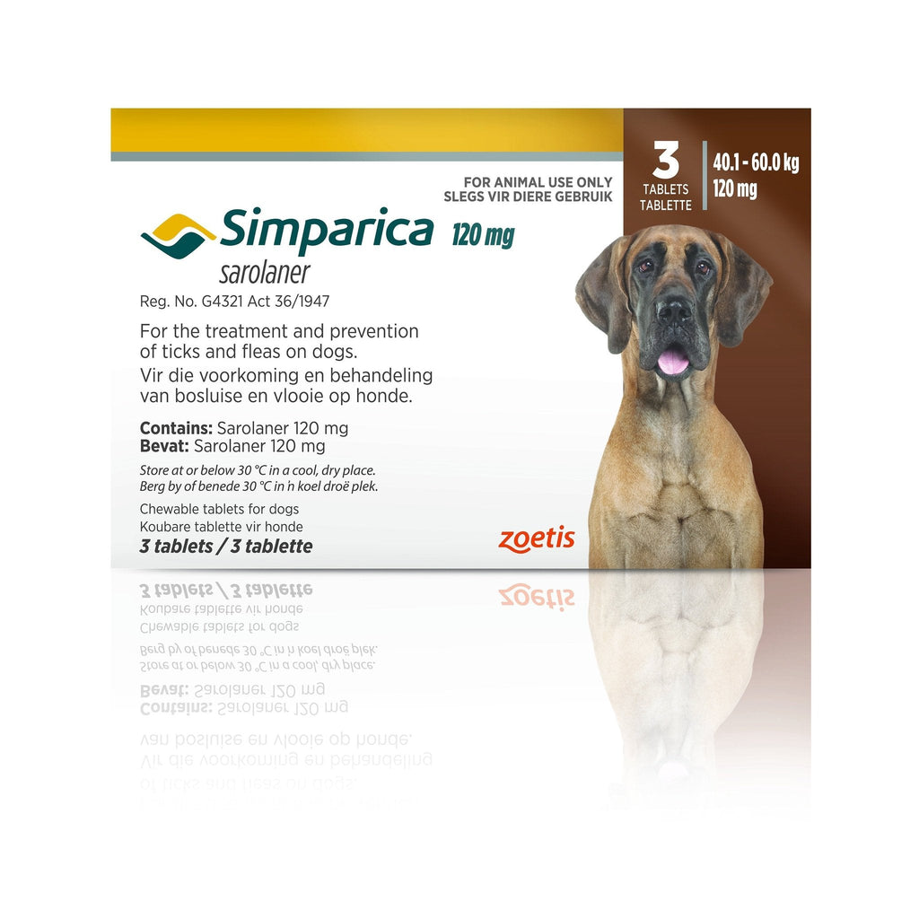 Simparica - Tick and Flea Tablets 40.1 - 60KG (Box of 3)