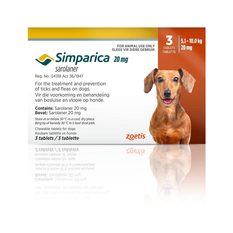 Simparica - Tick and Flea Tablets 5.1 - 10KG (Box of 3)